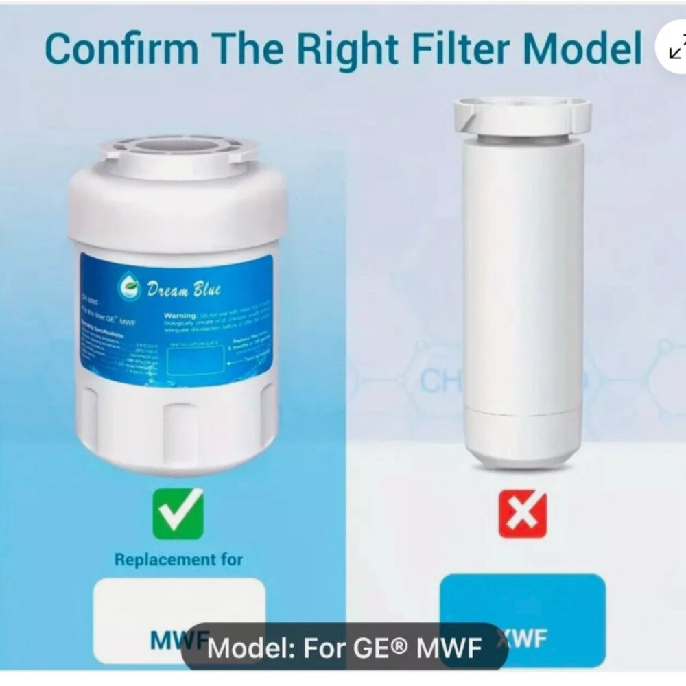 DR-MWF Dream Blue Refrigerator Water Filter fits for GE-MWF Set of 2 pcs - Picture 5 of 11